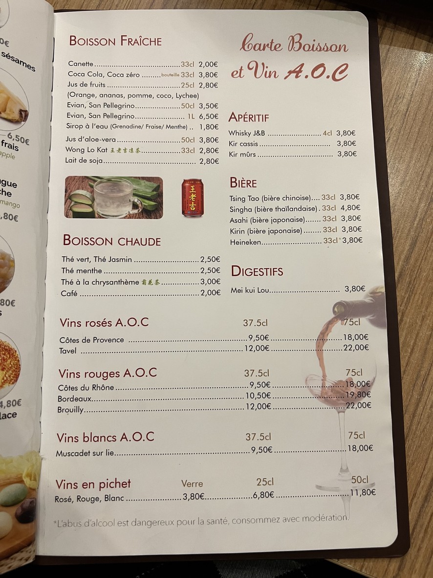 Auberge d'Asie menu 10