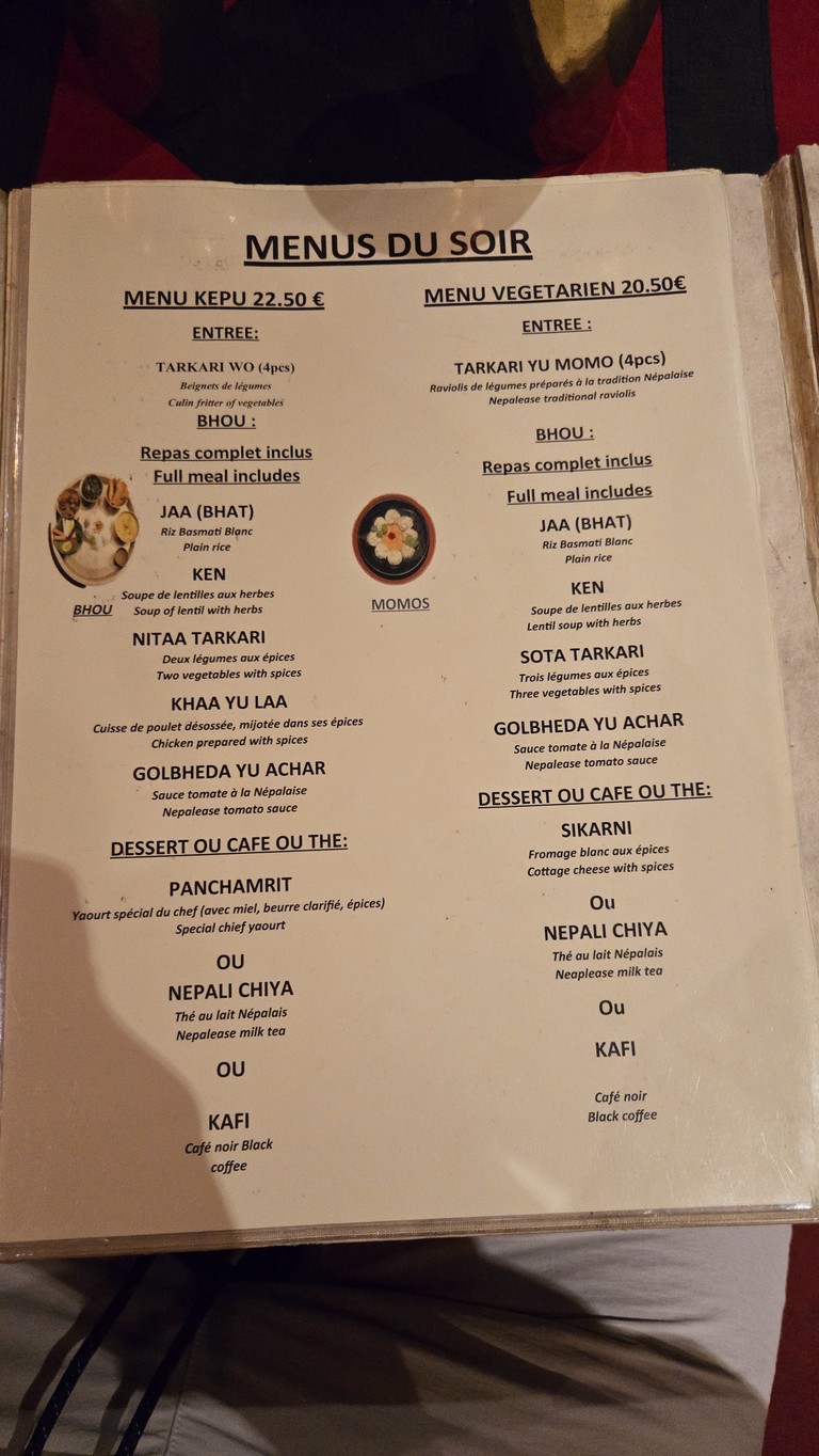 Kathmandu menu 1