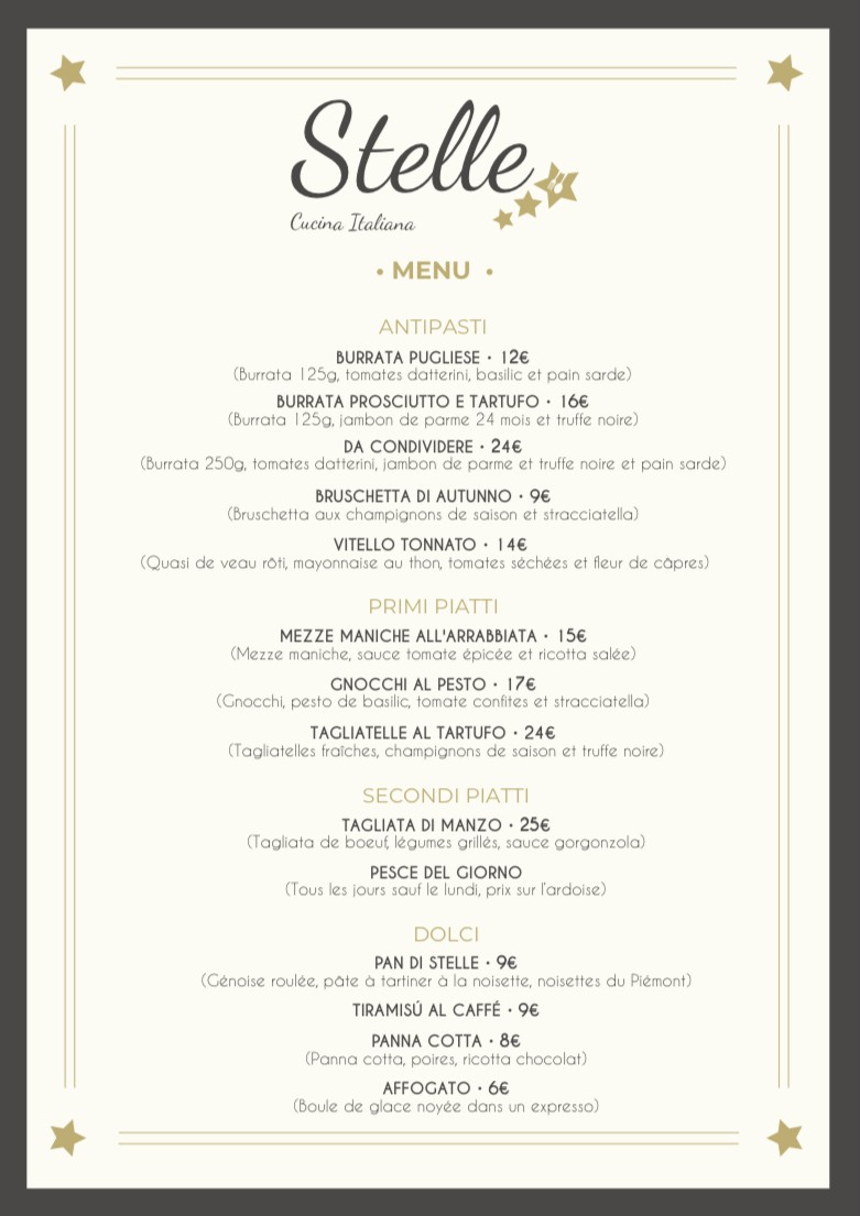 Stelle menu 1
