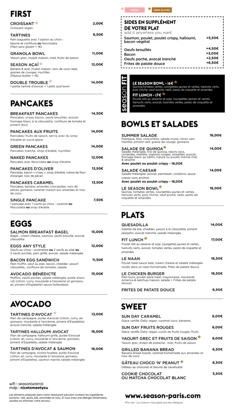 Season Marais menu 1