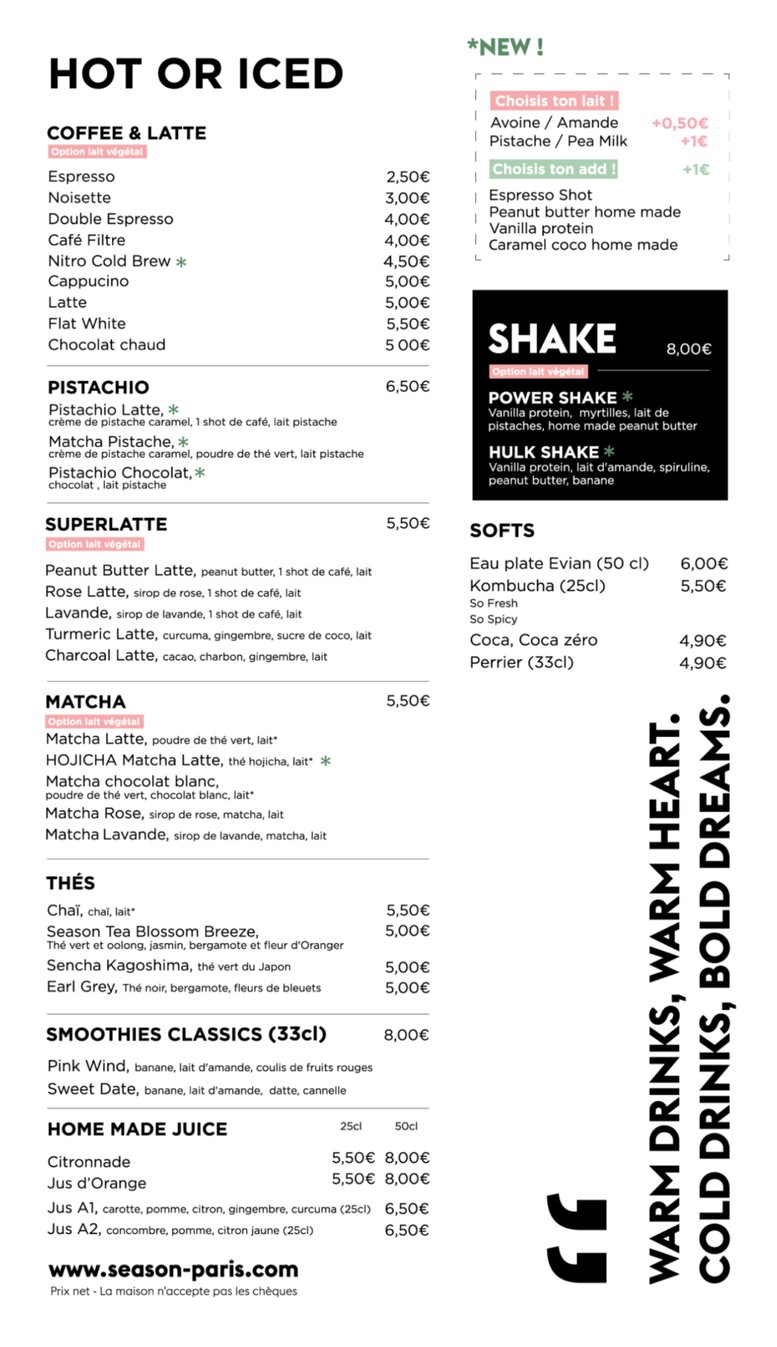 Season Marais menu 2
