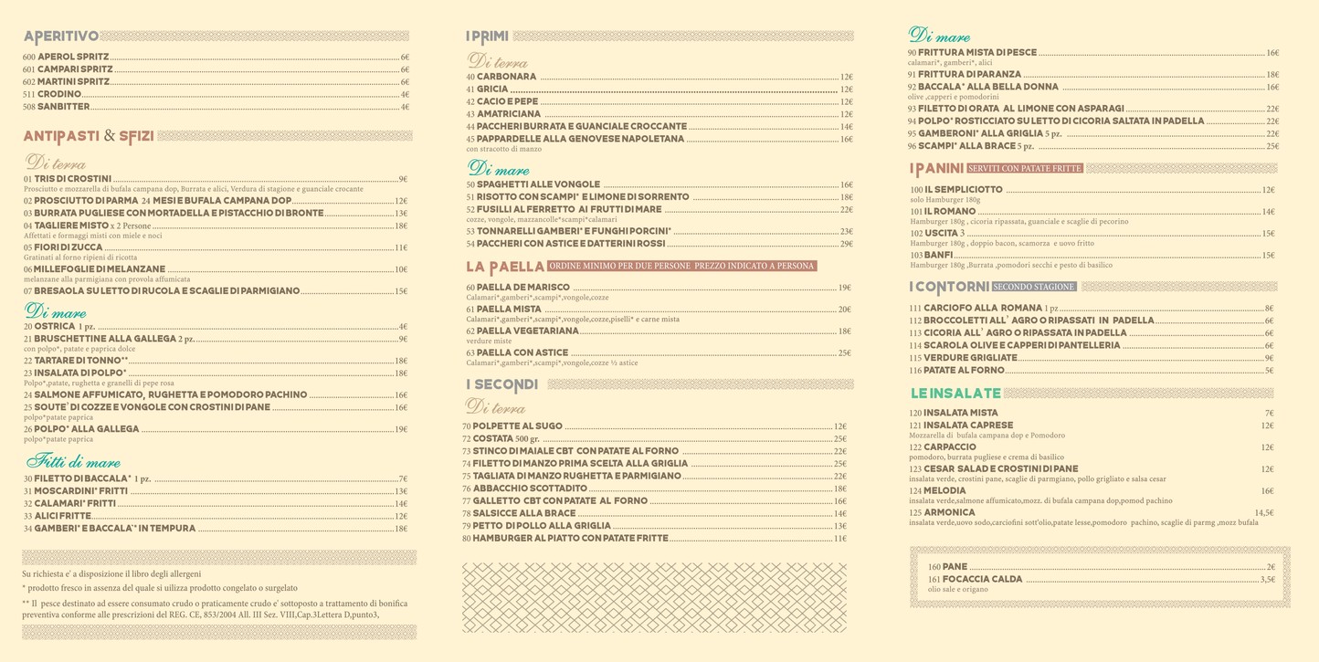 Uscita 3 Bistròrante menu 2
