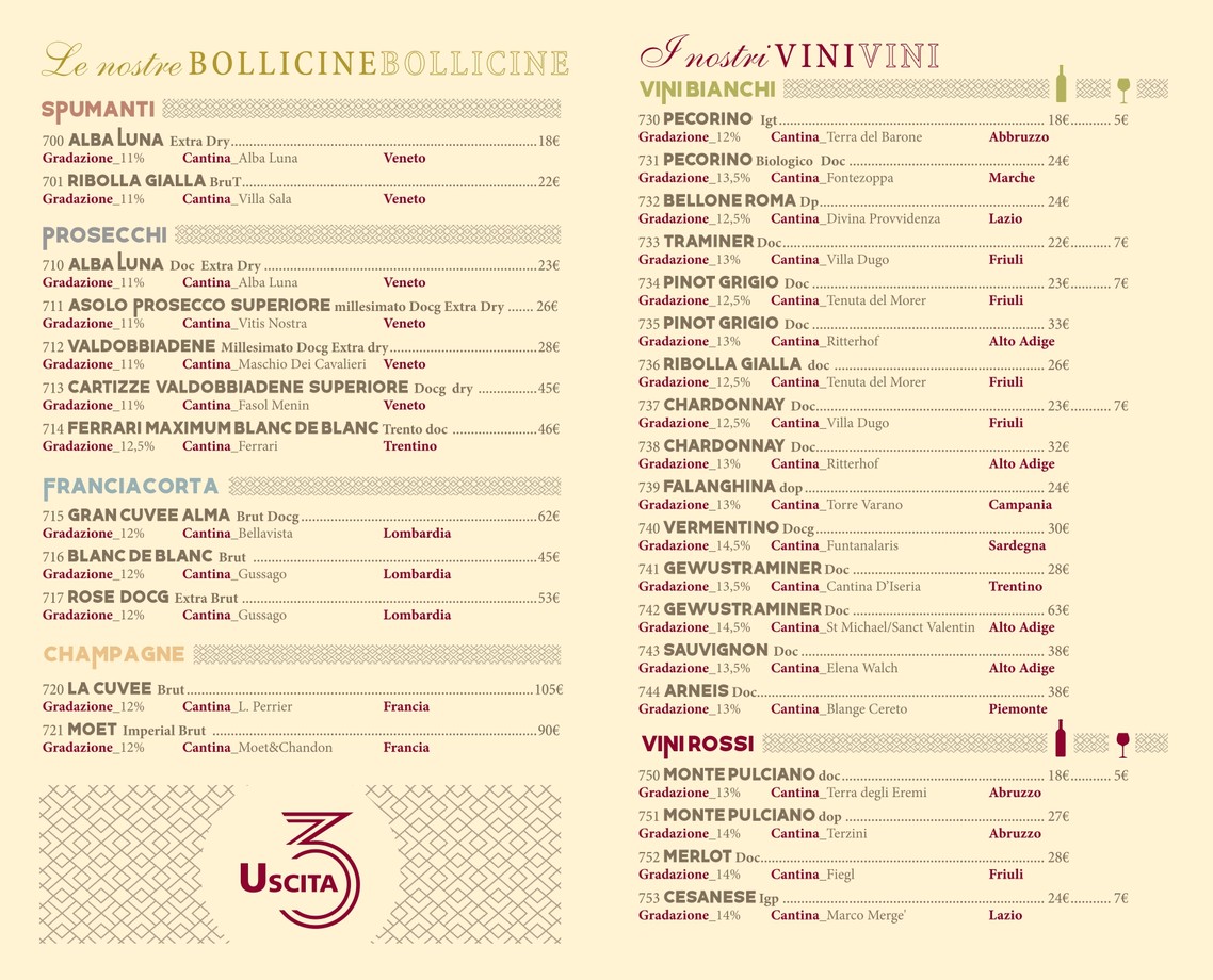Uscita 3 Bistròrante menu 5