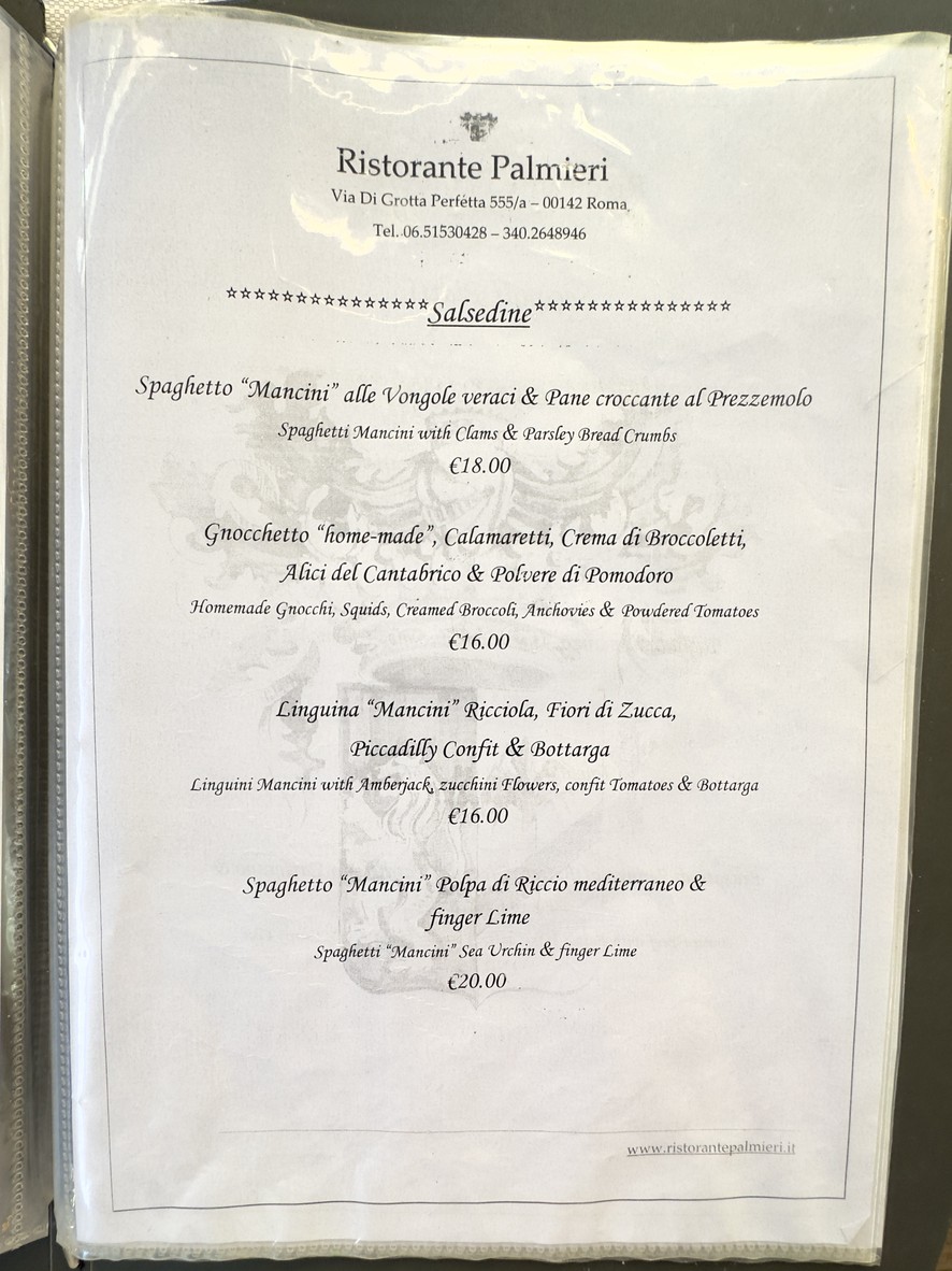 Ristorante Palmieri menu 2