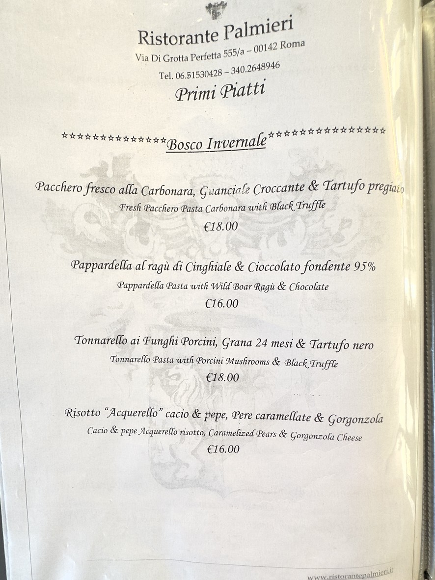 Ristorante Palmieri menu 3