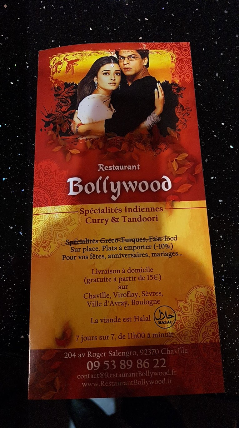 Bollywood menu 1