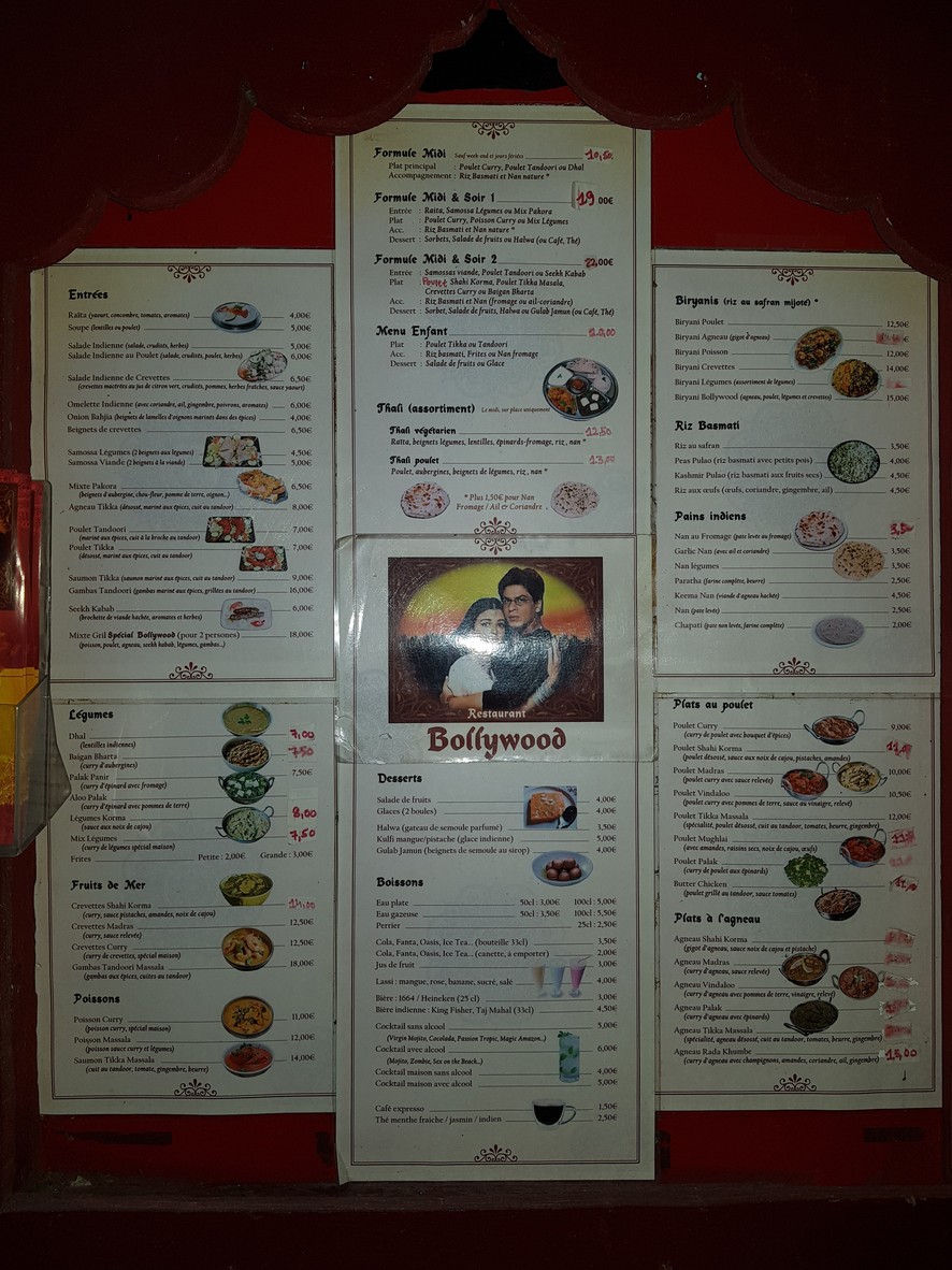 Bollywood menu 2