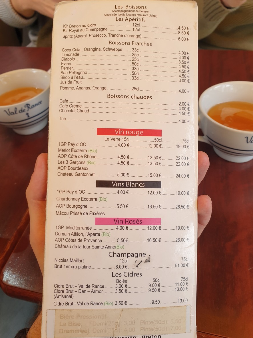 Crêperie Brocéliande menu 2