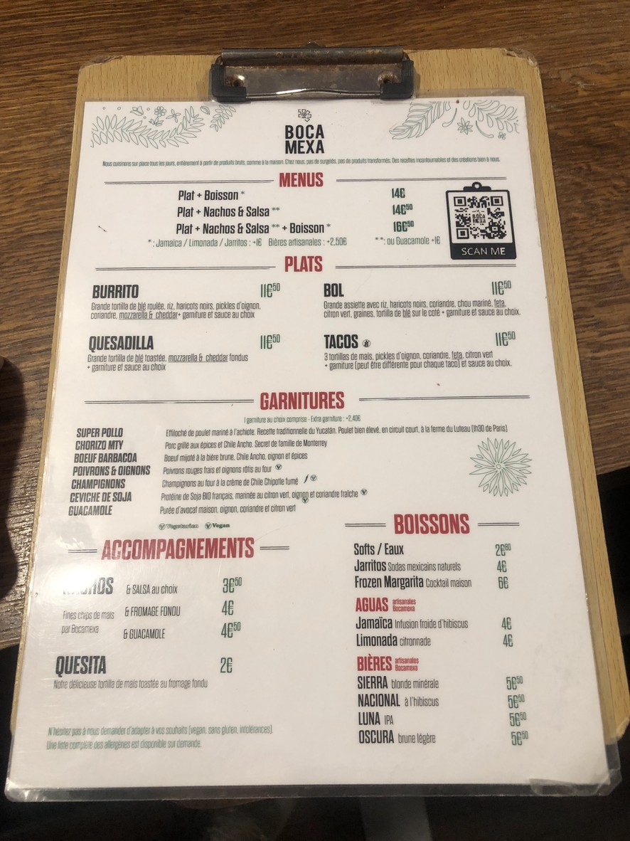 Bocamexa menu 1