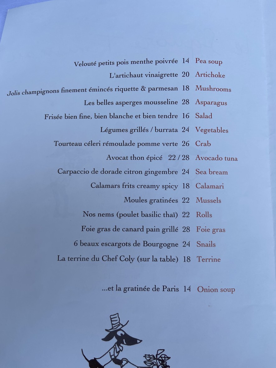 Le Square Trousseau menu 1