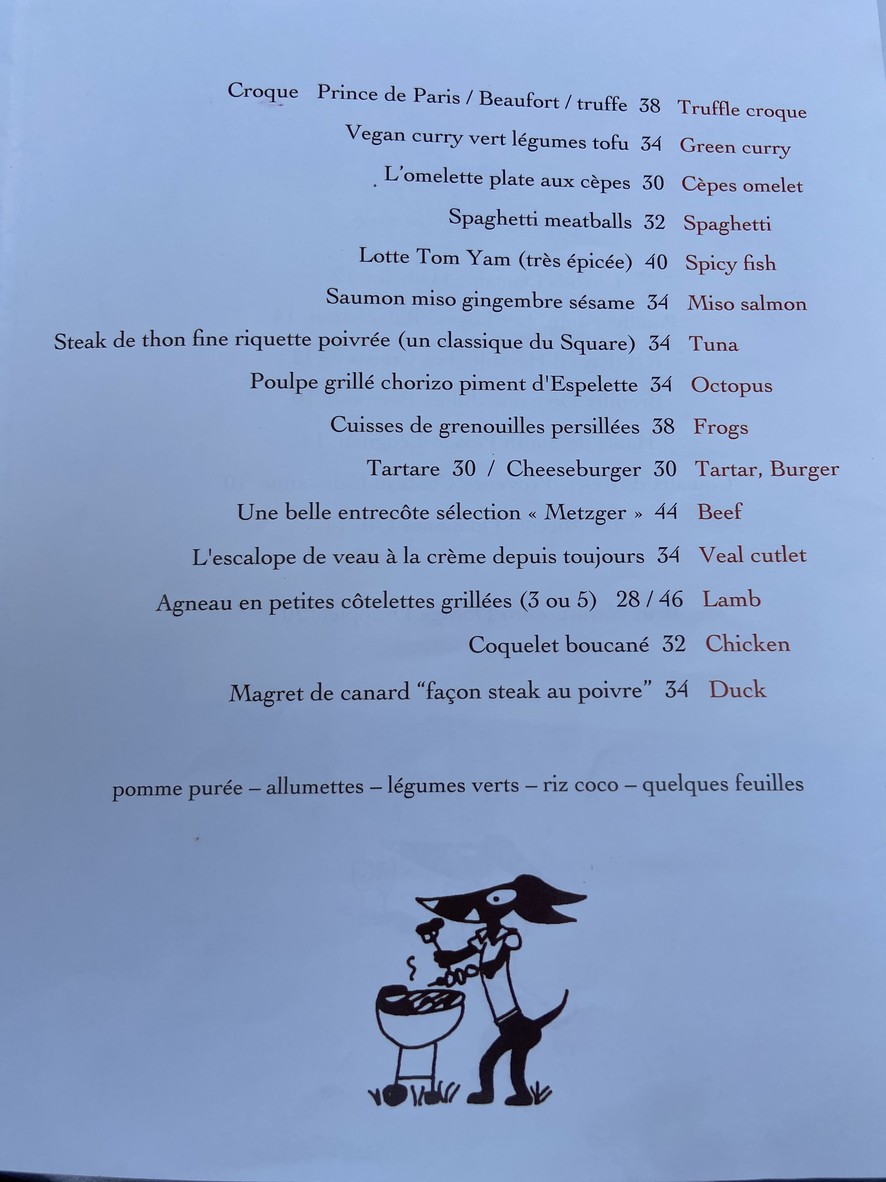 Le Square Trousseau menu 2