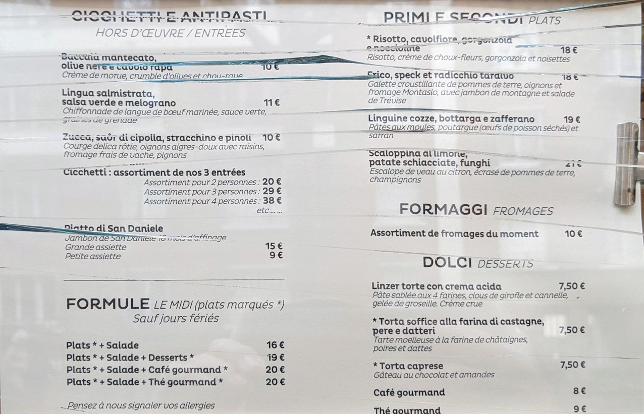 Il Bacaro menu 1