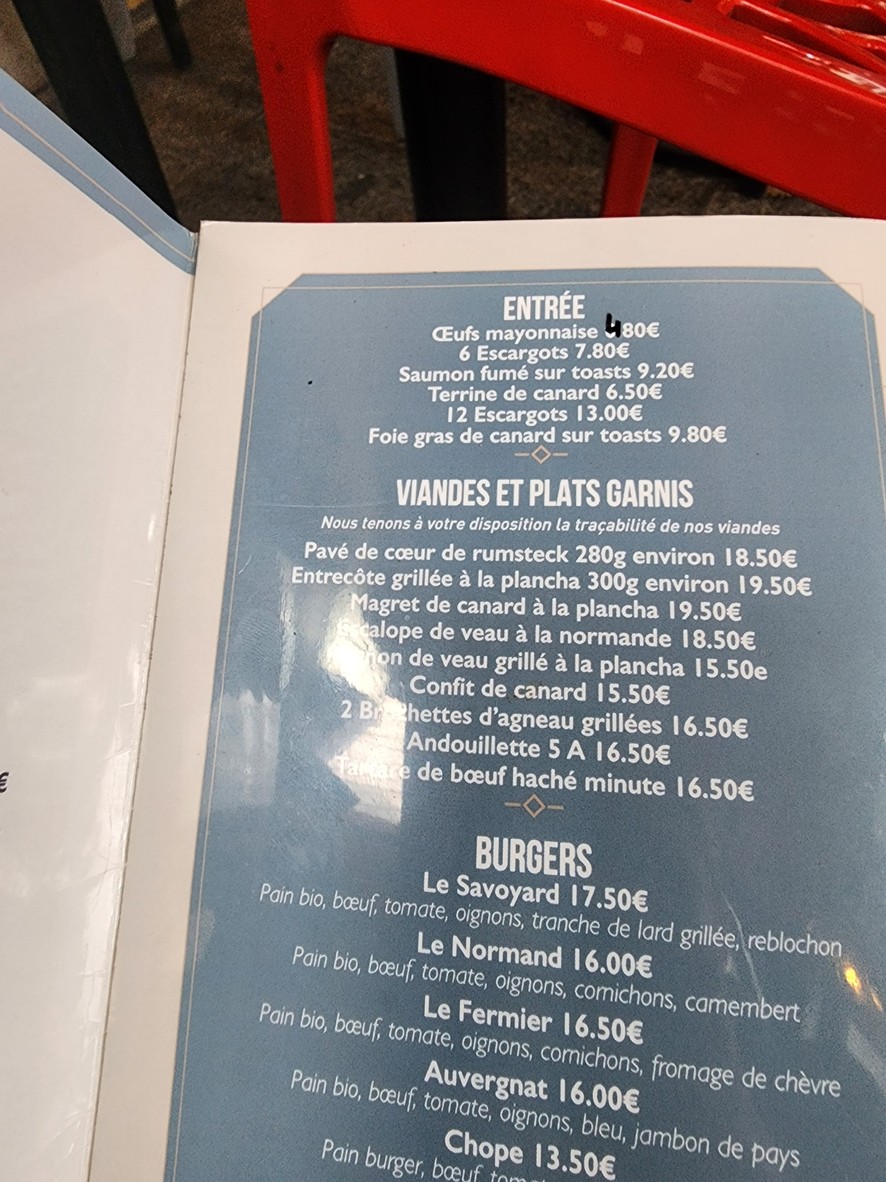 La Chope Saint Fargeau menu 2