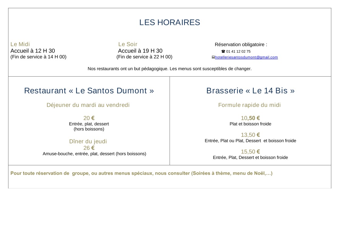 La Cantinella De Sèvres menu 1