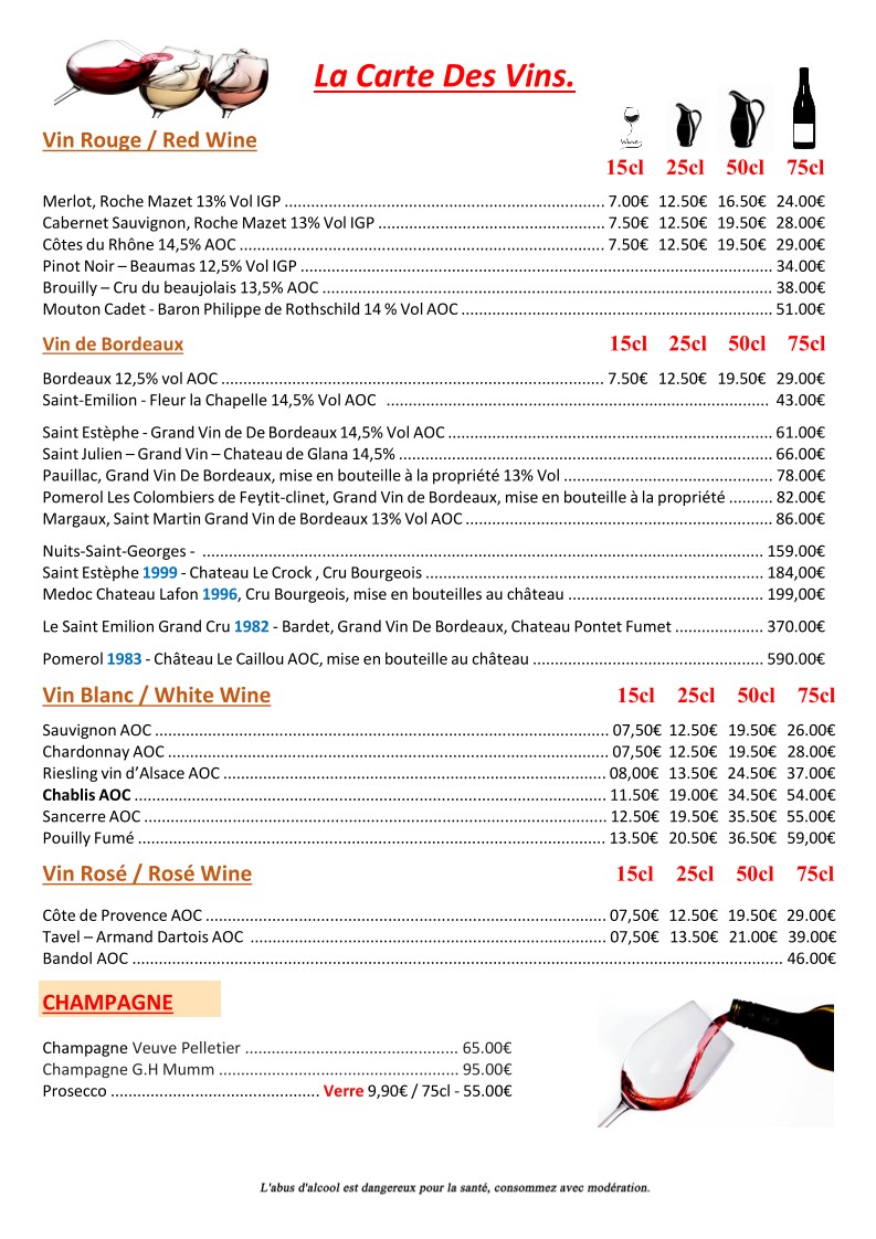 L'Artiste menu 3