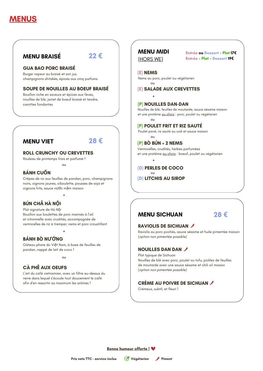 La Couronne Dorée menu 1
