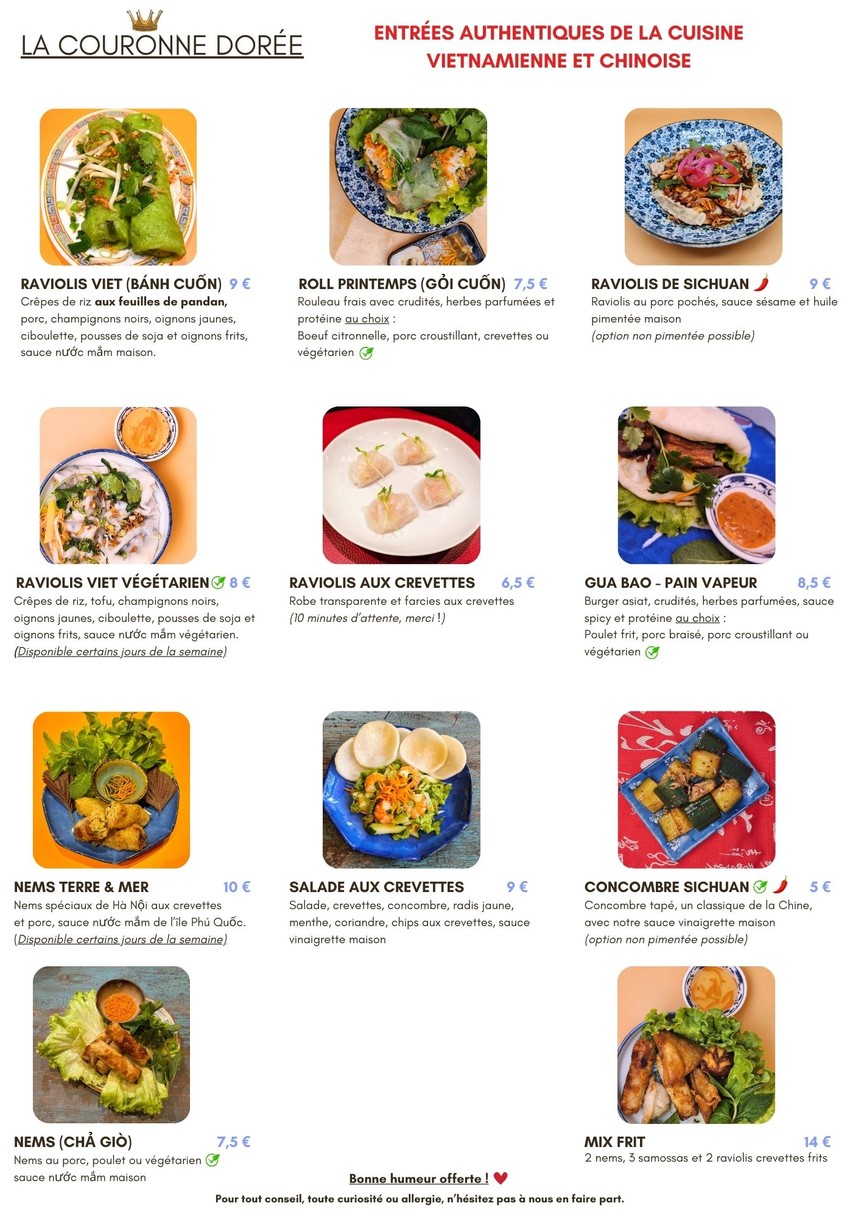 La Couronne Dorée menu 2