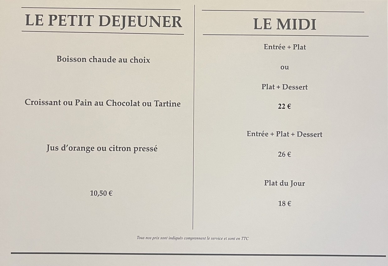 Chez Christophe menu 1