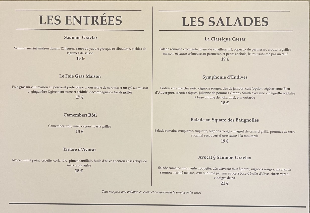 Chez Christophe menu 2