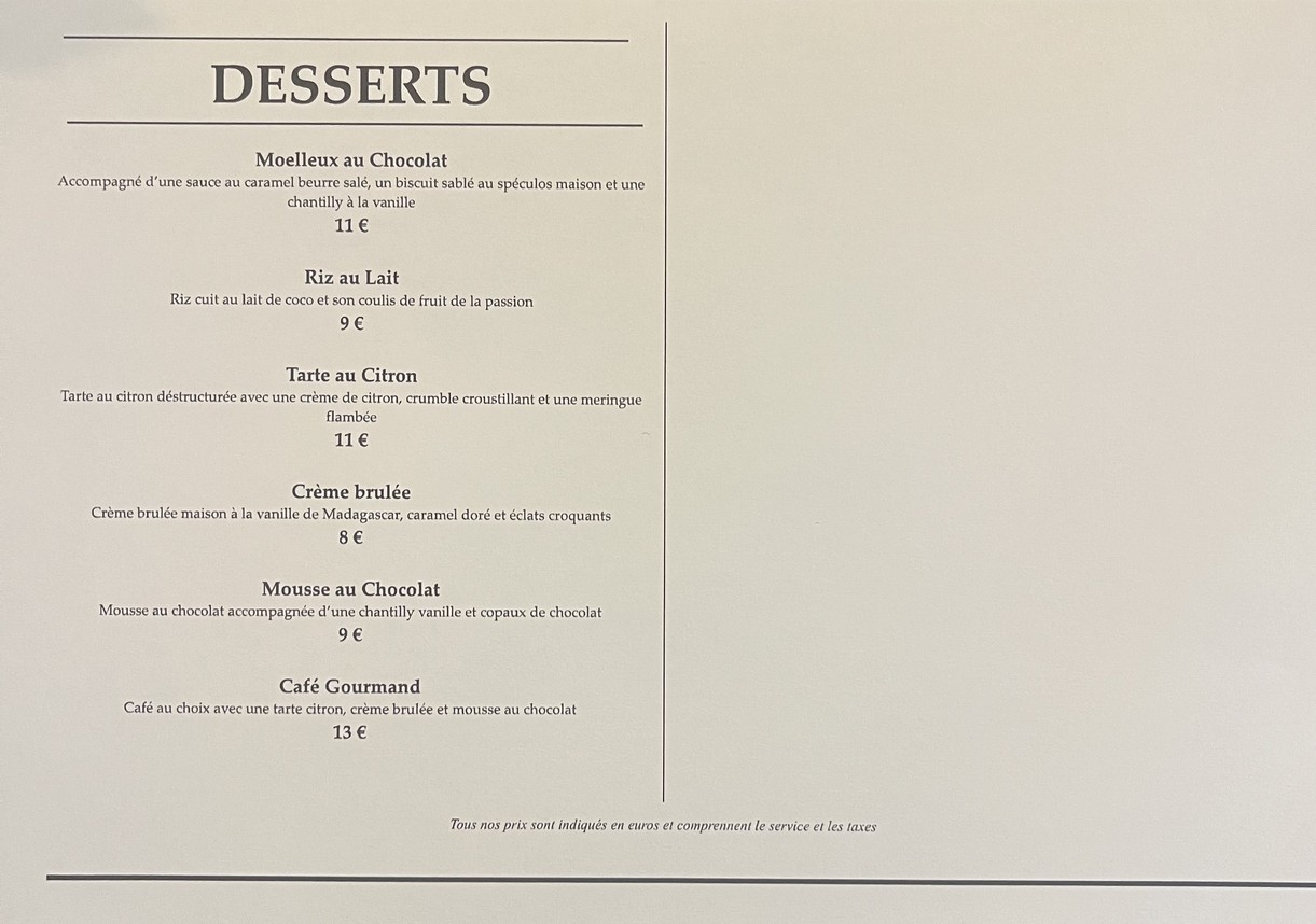 Chez Christophe menu 4