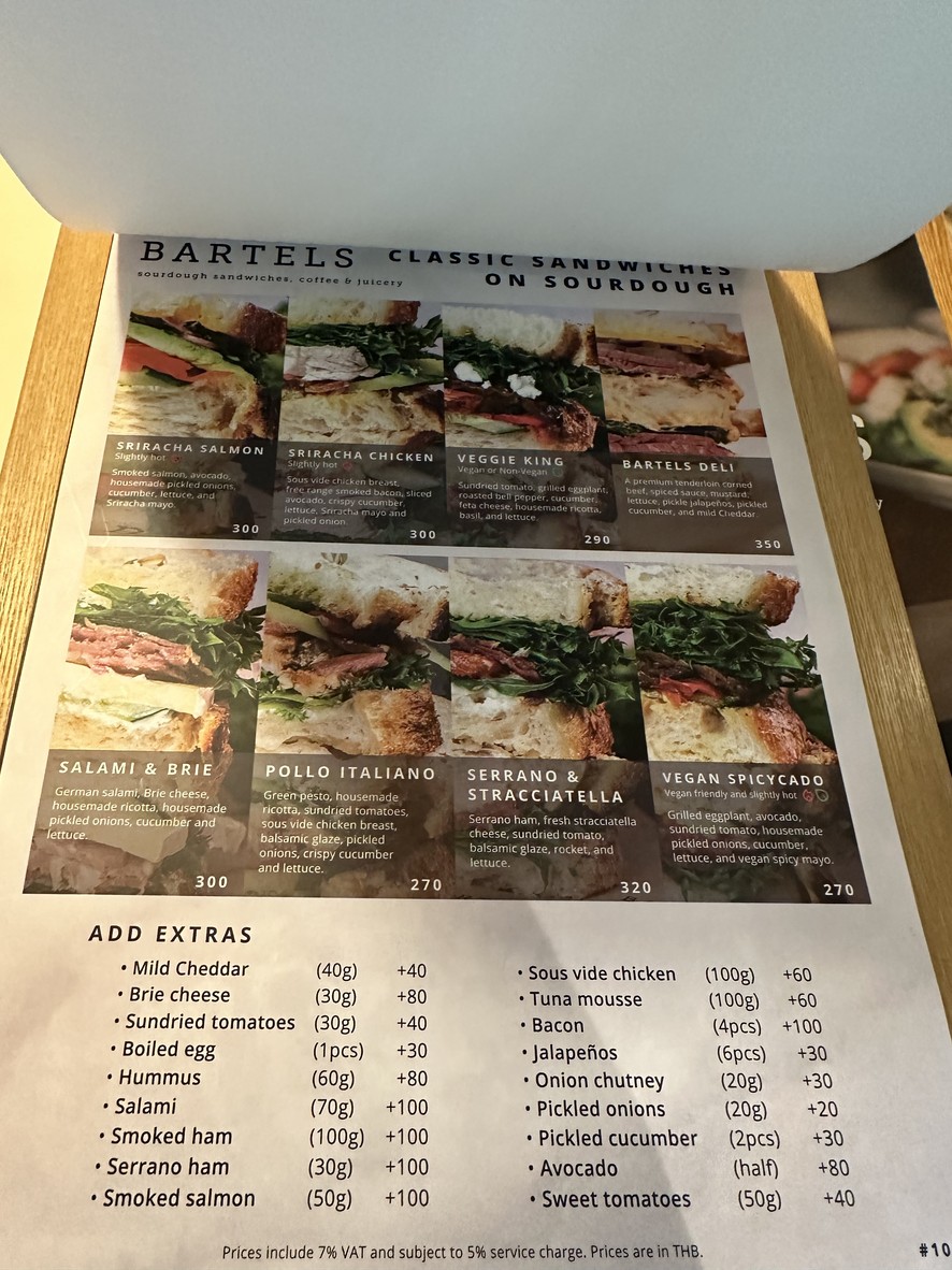BARTELS Sathorn - Sourdough Sandwiches, Coffee & Juicery menu 2