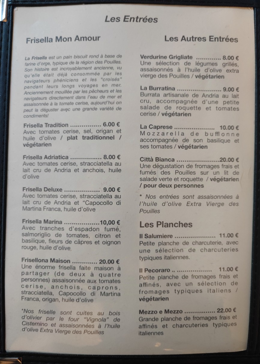 La Follia menu 1