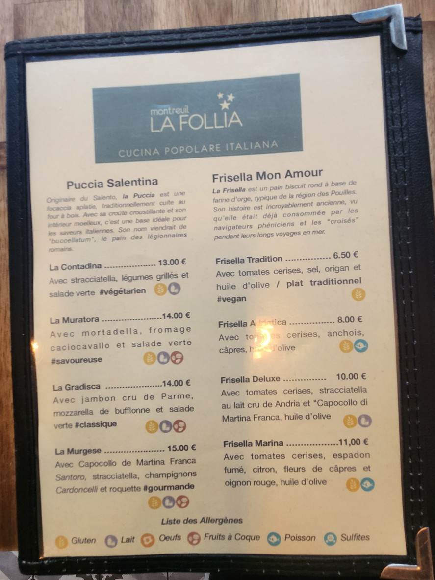 La Follia menu 2