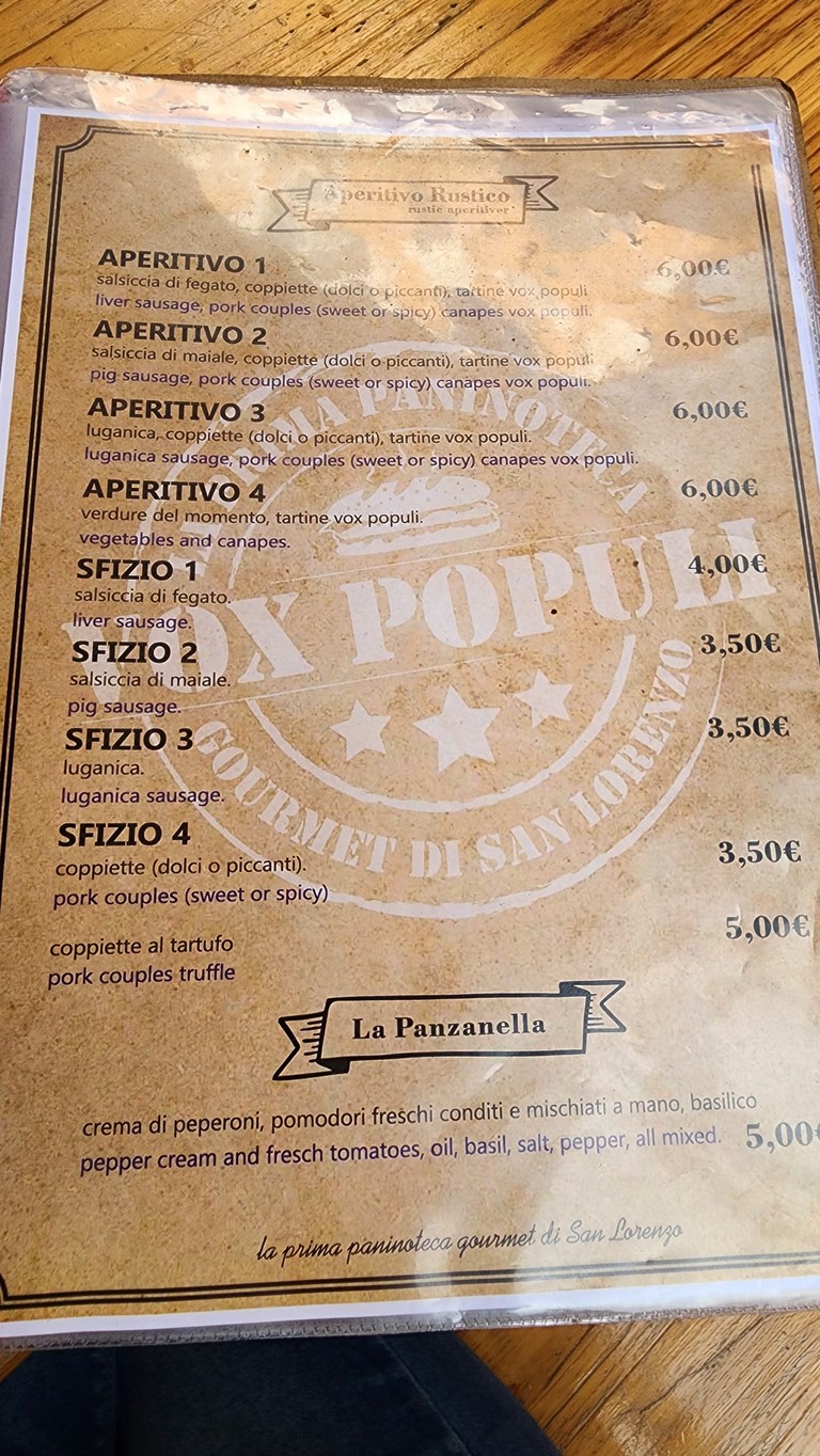 Vox Populi menu 1