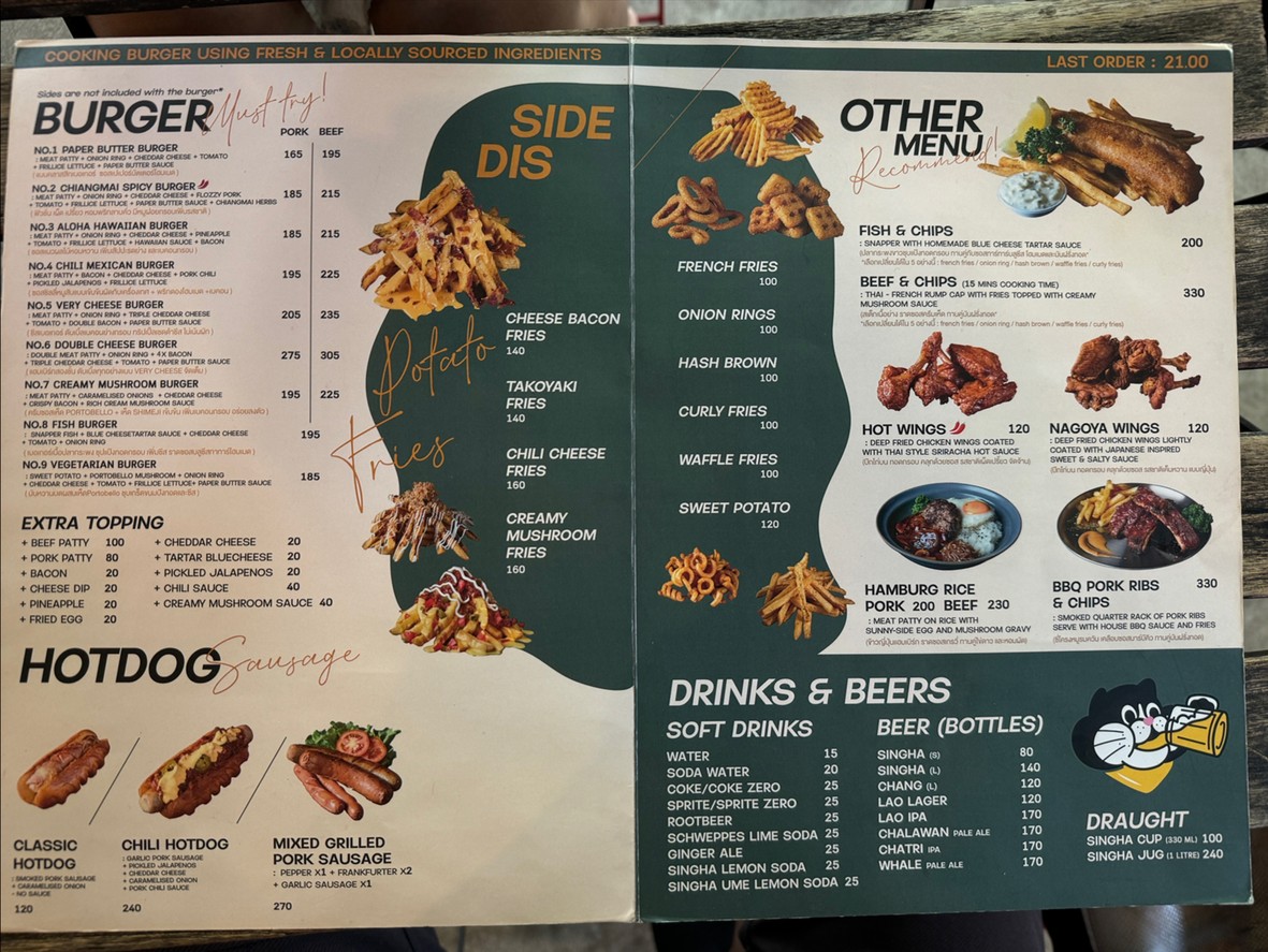 Paper Butter and the Burger menu 2