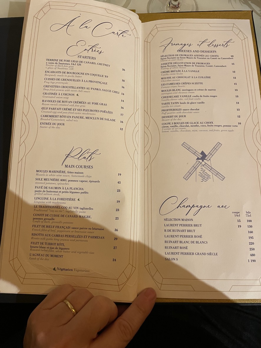 Moulin de la Galette menu 1