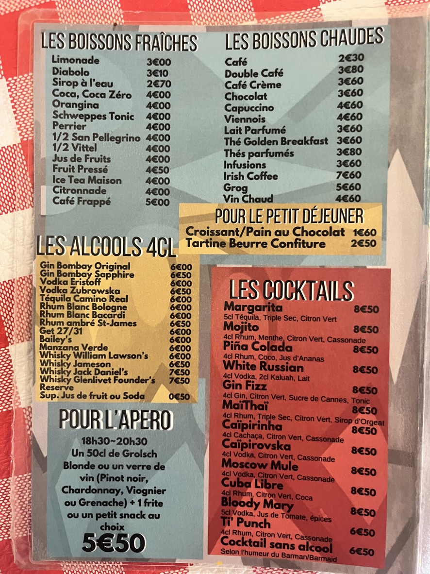 Le Danube menu 1