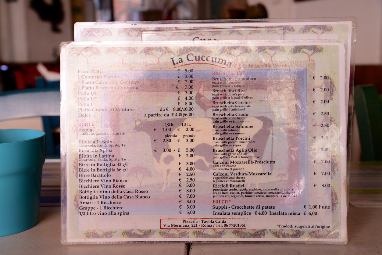 La Cuccuma, Mangiare a Roma, Paninoteca, Roma, Ristorante Roma, Pizzeria Roma menu 1