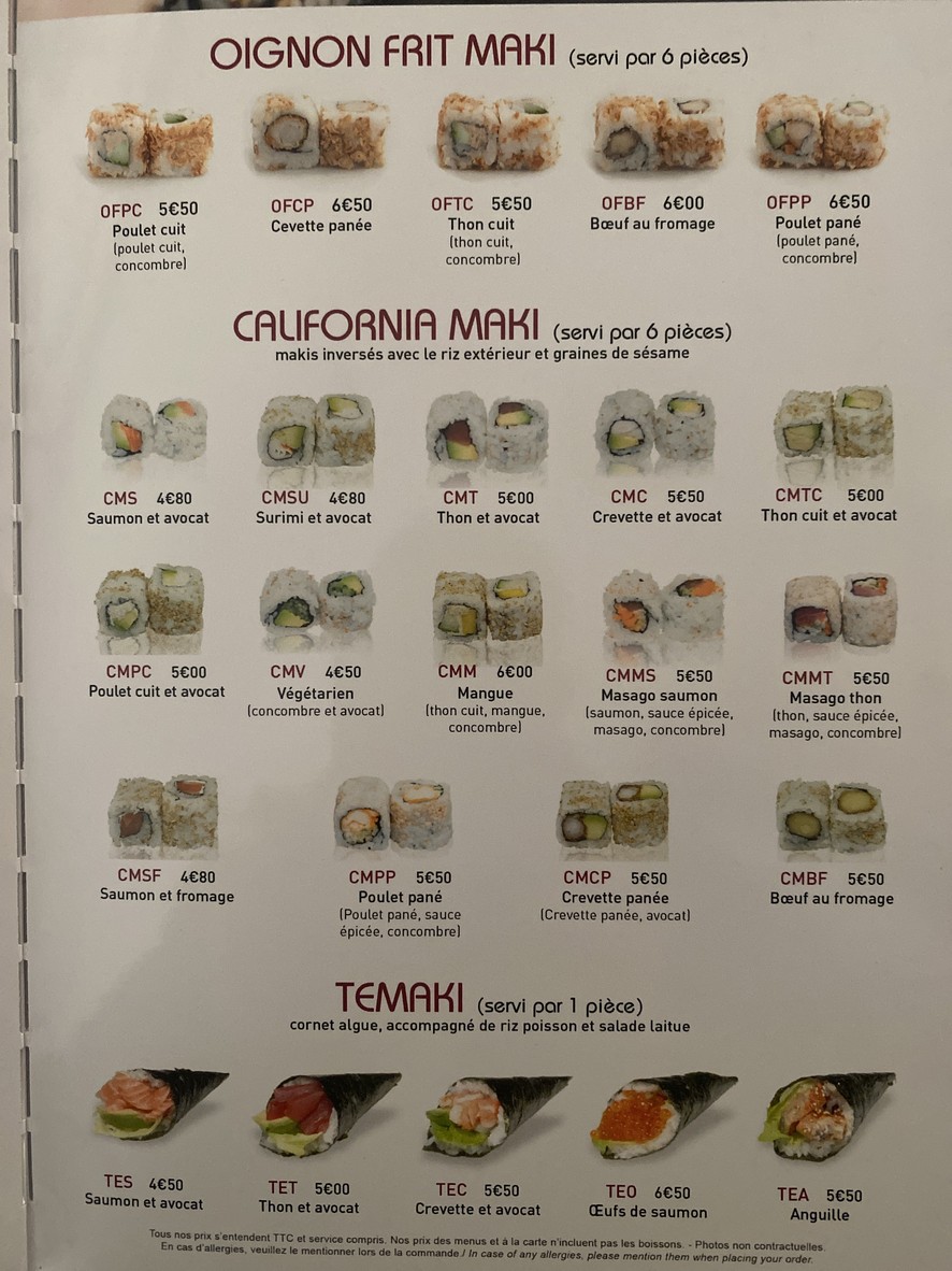 Sushi Maydo menu 1