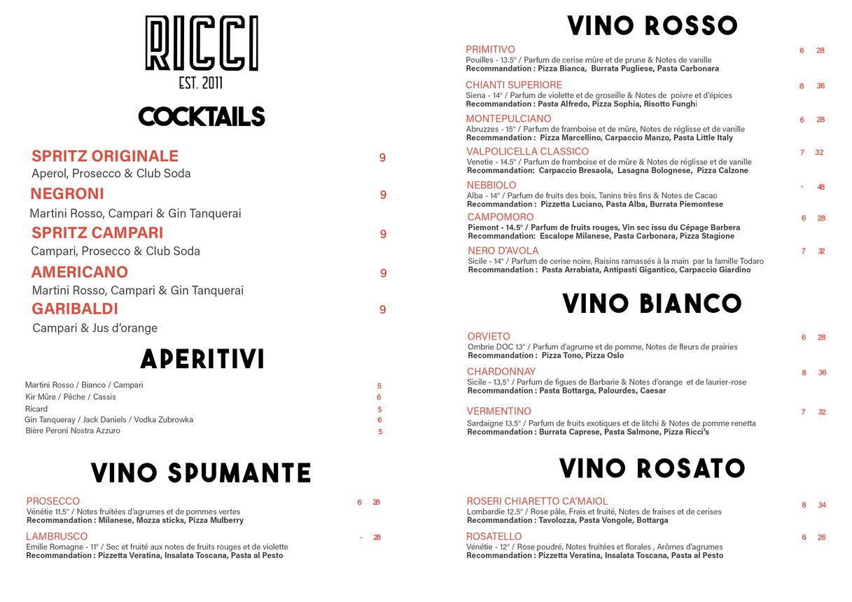 RICCI Passy - Livraison de Pizza au feu de bois menu 4