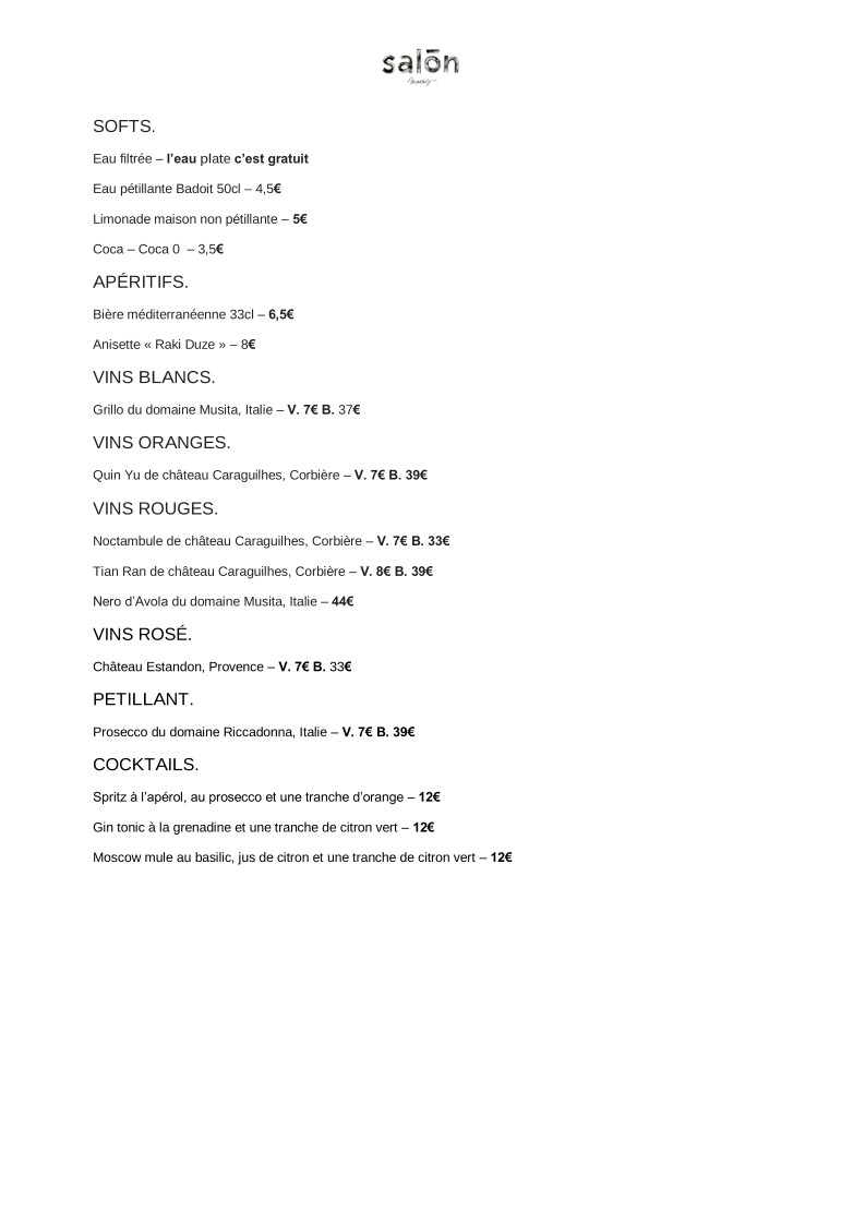 Salōn Marais menu 2