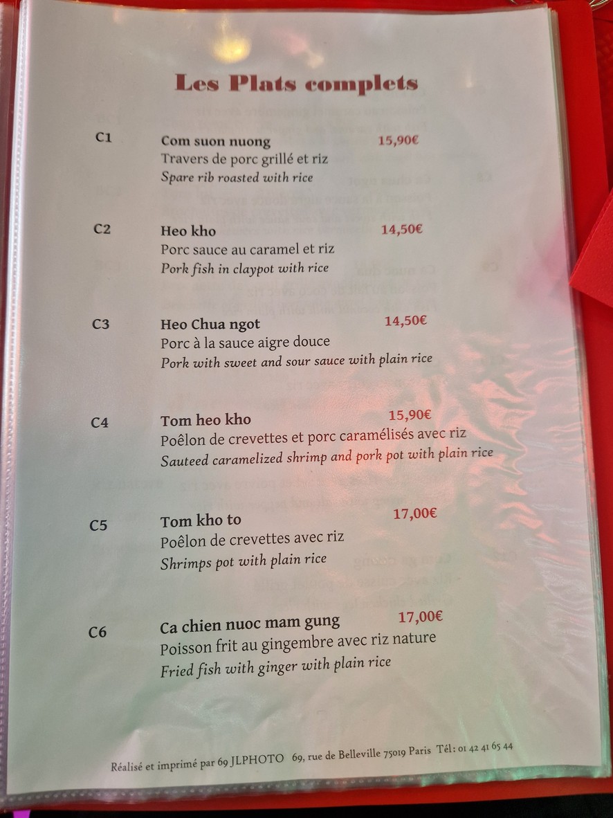 Restaurant Aux Délices D´HaNoi menu 4