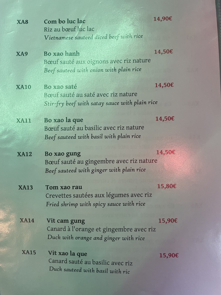 Restaurant Aux Délices D´HaNoi menu 5