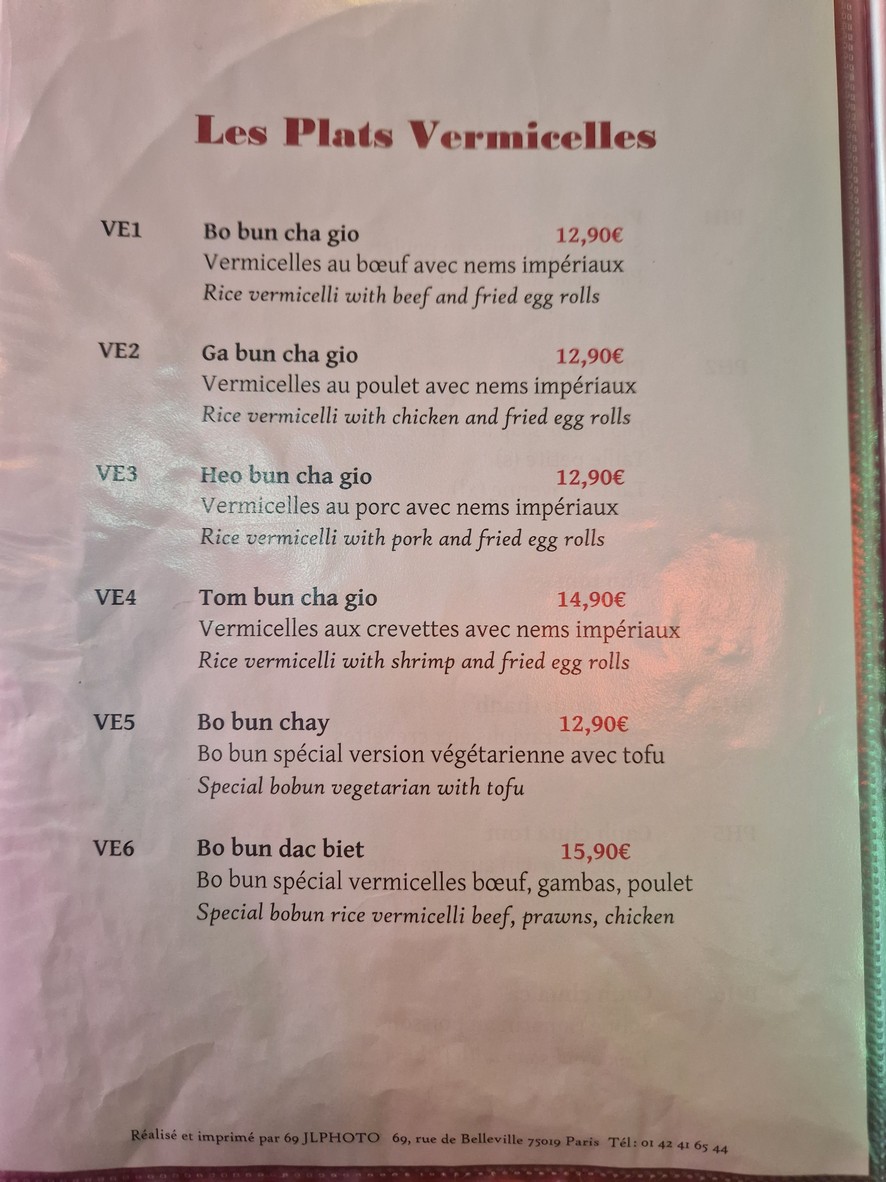 Restaurant Aux Délices D´HaNoi menu 6