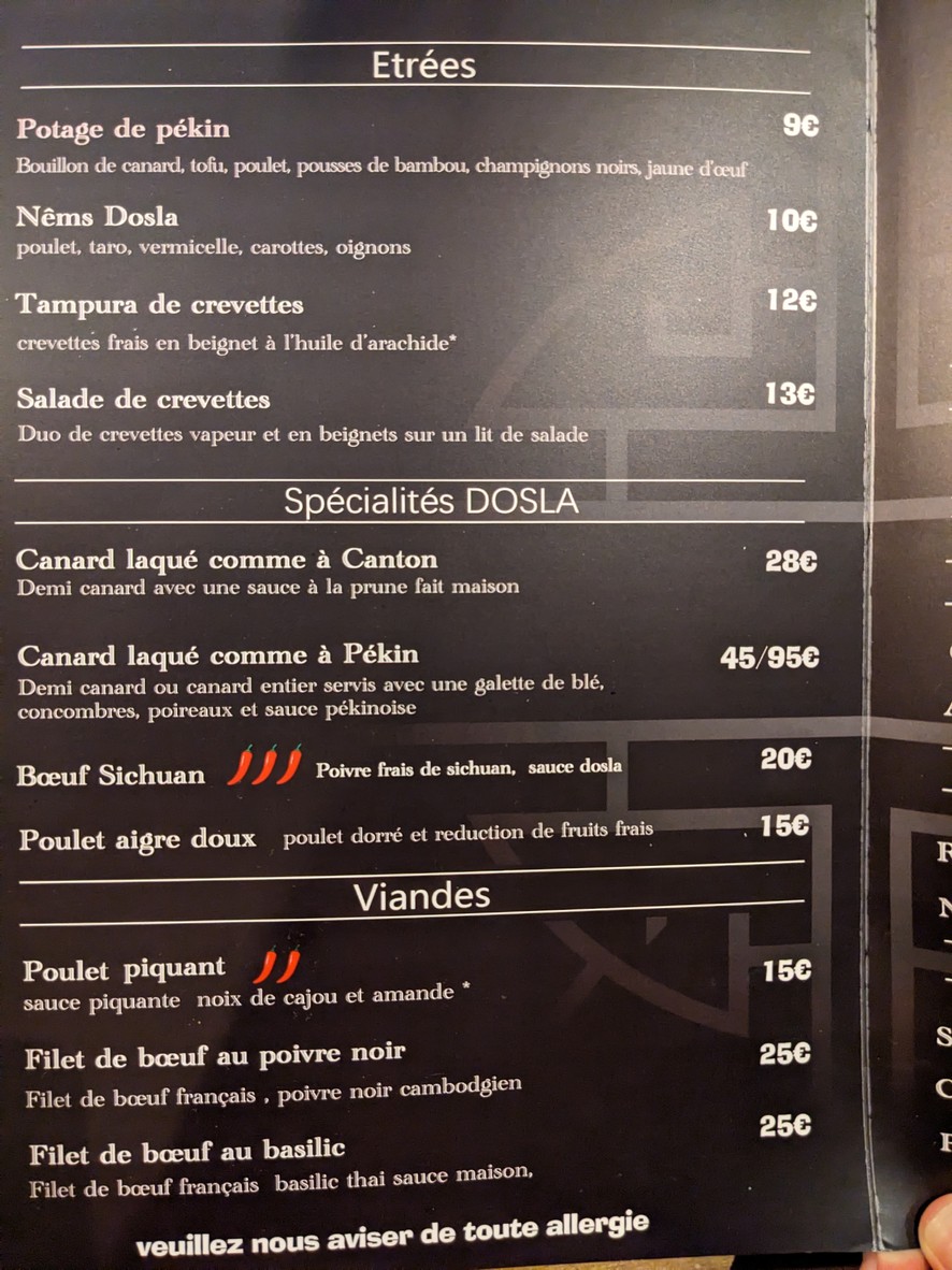 Dosla menu 2