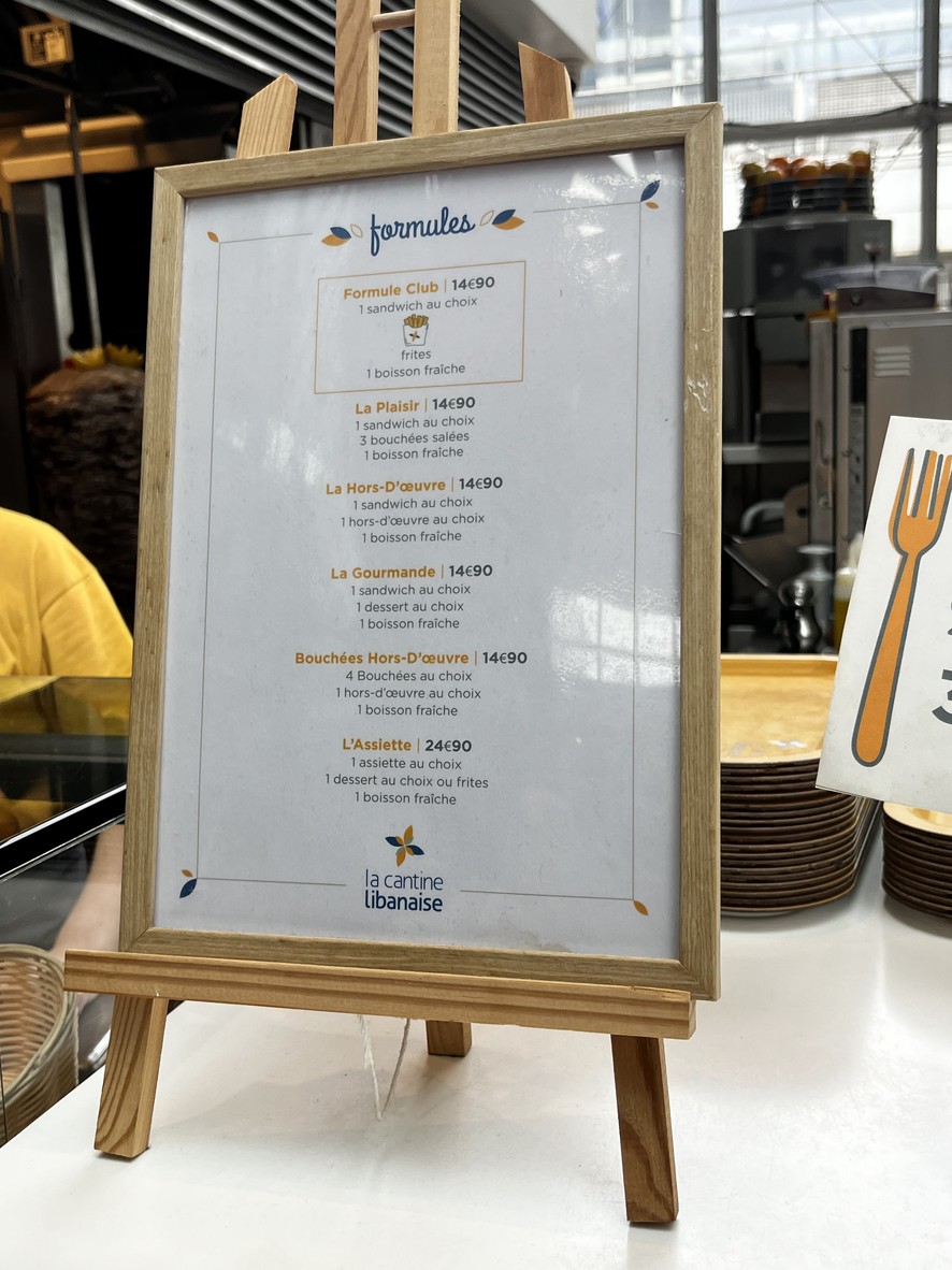 La Cantine Libanaise menu 1