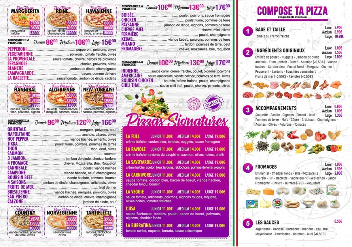 Ta5ty Pizza Paris 15 ème menu 2