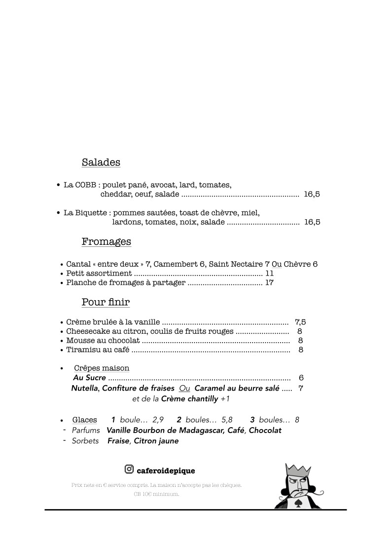 BRASSERIE LE ROI DE PIQUE menu 3