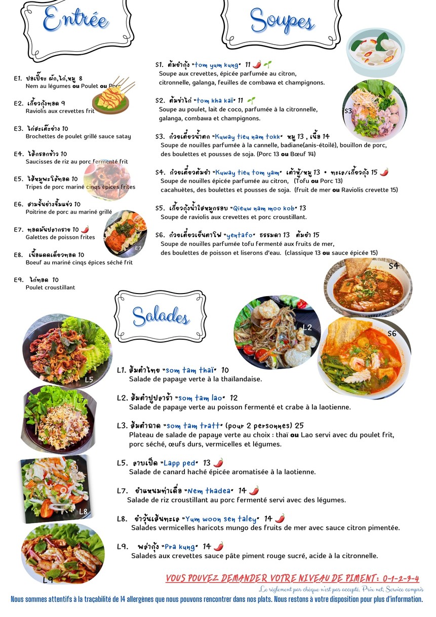 Thaï Yim 2 menu 1