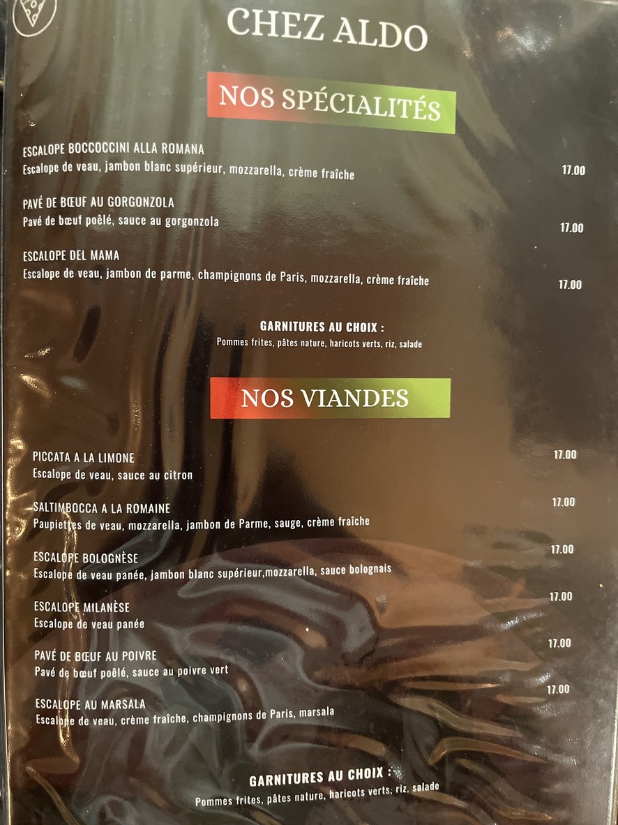 Chez Aldo menu 2