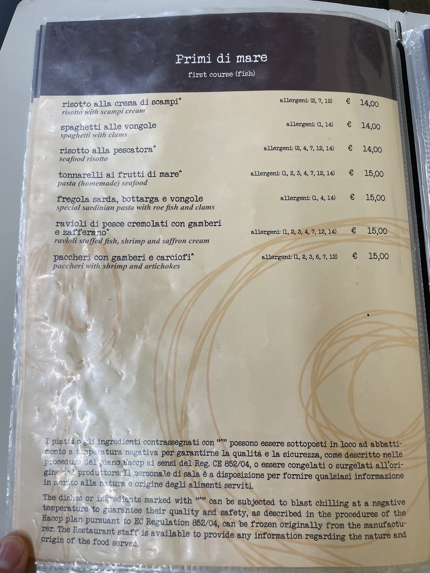 Le virtù in tavola menu 3