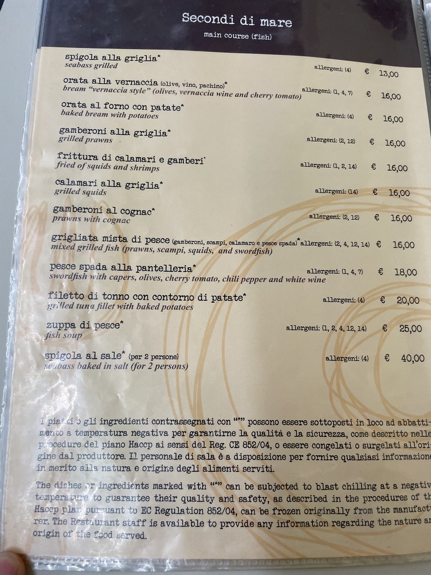 Le virtù in tavola menu 4