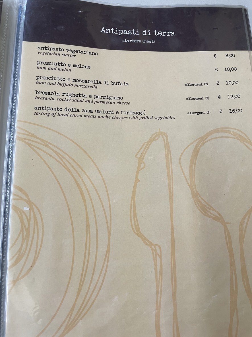 Le virtù in tavola menu 5