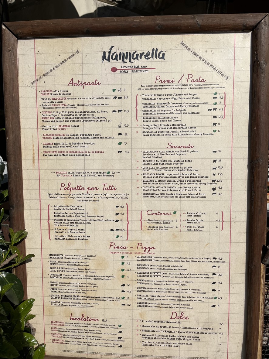 Nannarella menu 1