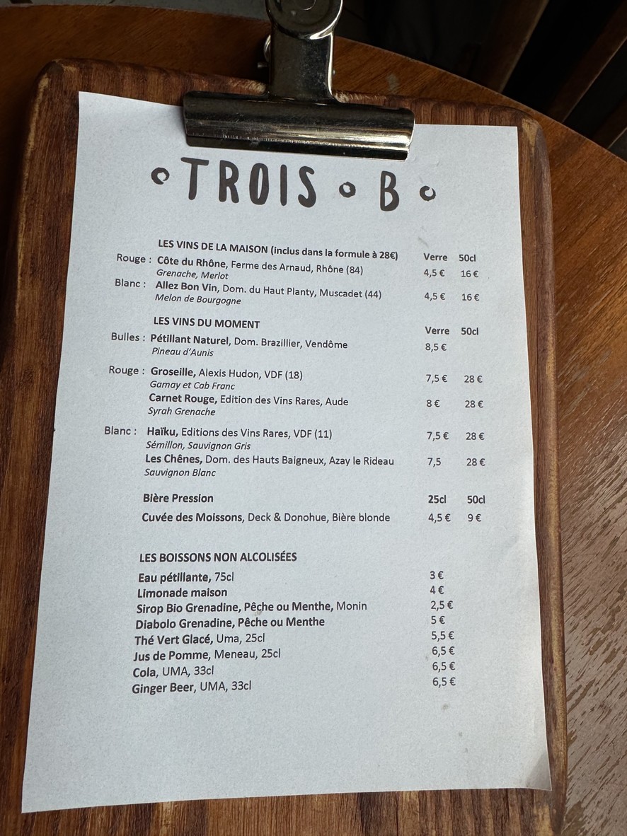 Restaurant Trois B menu 2