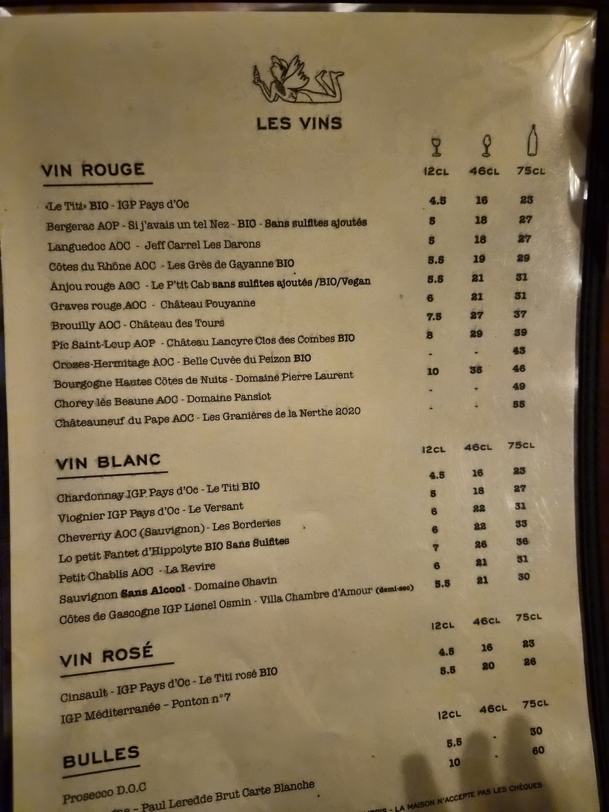 Le Zéphyr 20ème menu 2